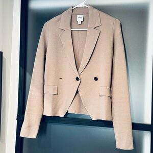 Maeve Anthropologie Knit Blazer Oatmeal Mink XXS